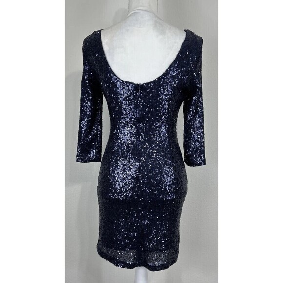 LuLu’s Delightful Ways Navy Blue Sequin Mini Dress Size Small (2/4) - Picture 5 of 14